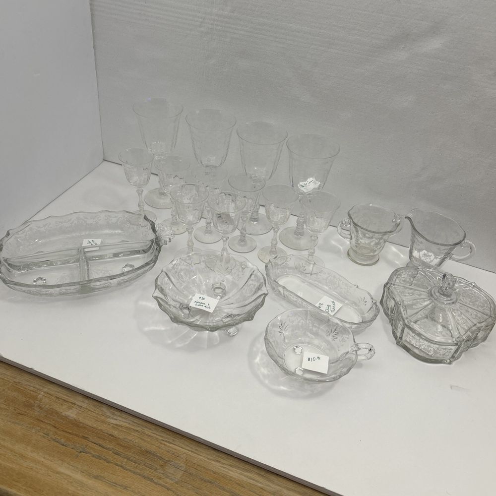 Vintage Fostoria Chintz Etched Crystal 20 Pc Collection‎ SKU 5611